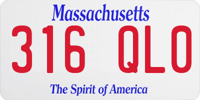 MA license plate 316QL0