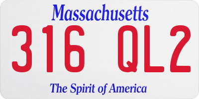 MA license plate 316QL2