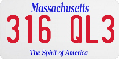 MA license plate 316QL3