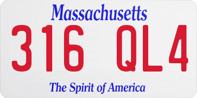 MA license plate 316QL4