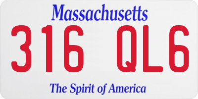MA license plate 316QL6