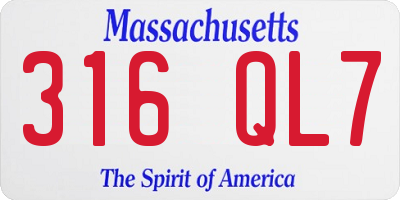 MA license plate 316QL7