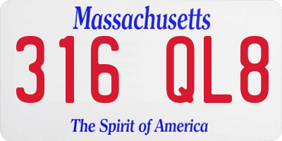 MA license plate 316QL8