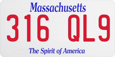 MA license plate 316QL9