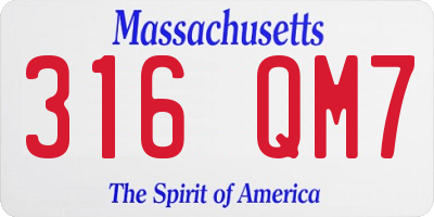 MA license plate 316QM7