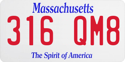 MA license plate 316QM8