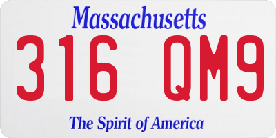 MA license plate 316QM9