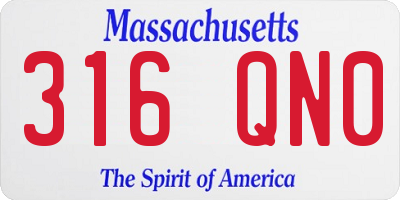 MA license plate 316QN0