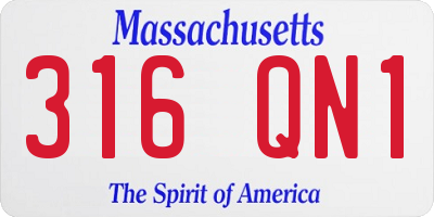 MA license plate 316QN1