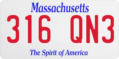 MA license plate 316QN3