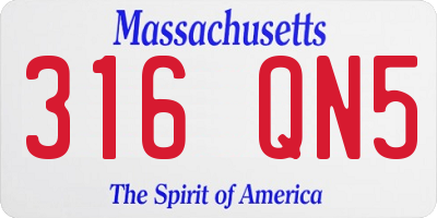 MA license plate 316QN5