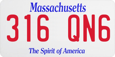 MA license plate 316QN6