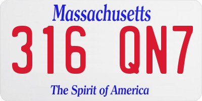 MA license plate 316QN7