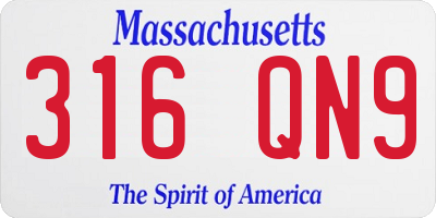 MA license plate 316QN9