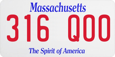 MA license plate 316QO0