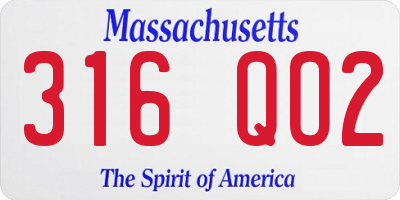 MA license plate 316QO2