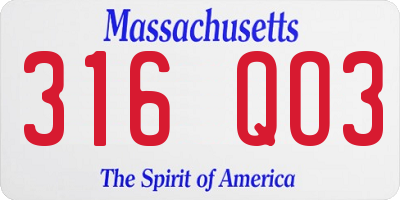 MA license plate 316QO3