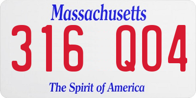 MA license plate 316QO4