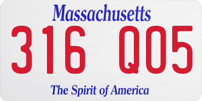 MA license plate 316QO5