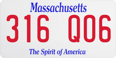 MA license plate 316QO6