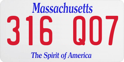 MA license plate 316QO7