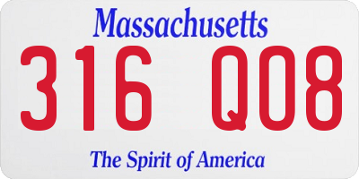MA license plate 316QO8