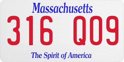 MA license plate 316QO9
