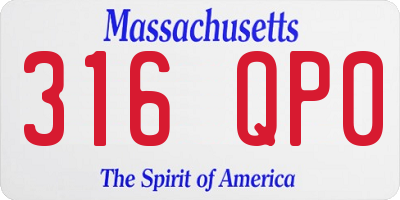 MA license plate 316QP0