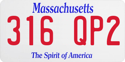 MA license plate 316QP2