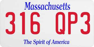 MA license plate 316QP3