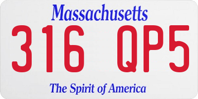 MA license plate 316QP5