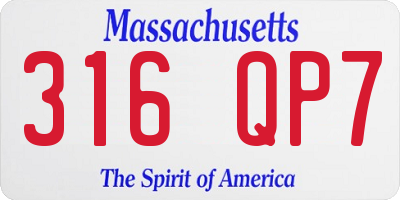 MA license plate 316QP7