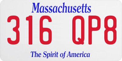 MA license plate 316QP8