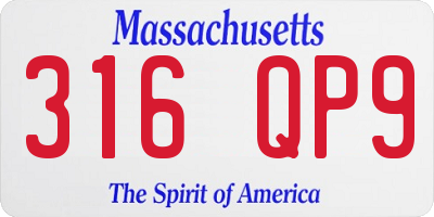 MA license plate 316QP9