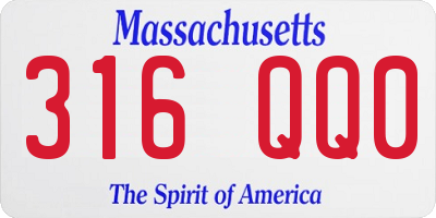 MA license plate 316QQ0