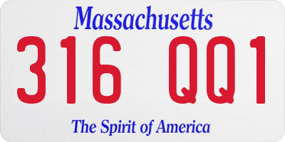 MA license plate 316QQ1