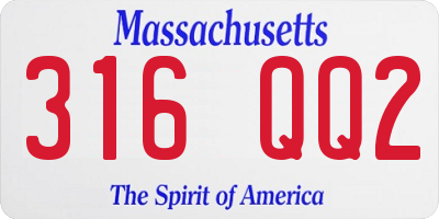 MA license plate 316QQ2