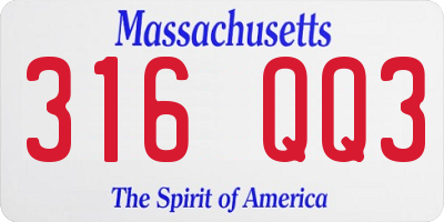 MA license plate 316QQ3