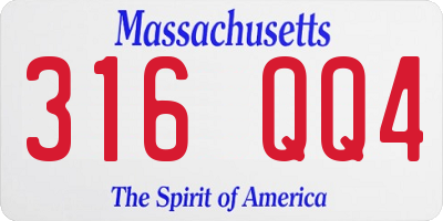 MA license plate 316QQ4