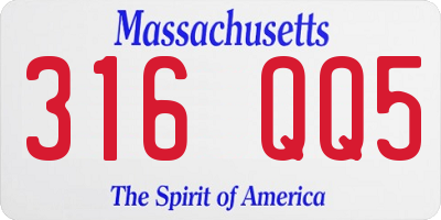 MA license plate 316QQ5