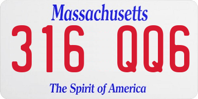 MA license plate 316QQ6