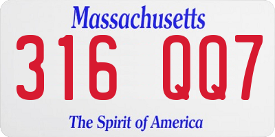 MA license plate 316QQ7
