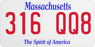 MA license plate 316QQ8