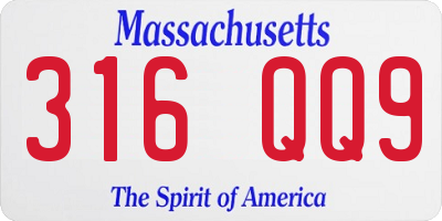 MA license plate 316QQ9