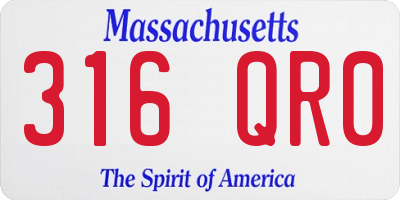 MA license plate 316QR0