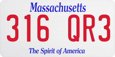 MA license plate 316QR3