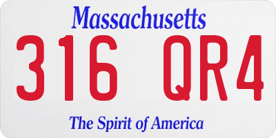 MA license plate 316QR4