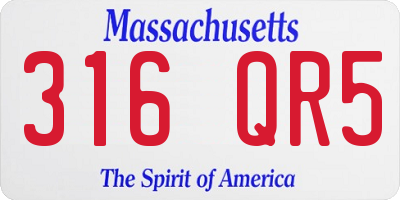 MA license plate 316QR5
