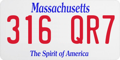 MA license plate 316QR7