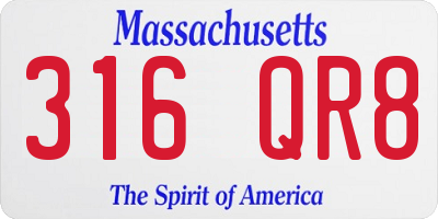 MA license plate 316QR8